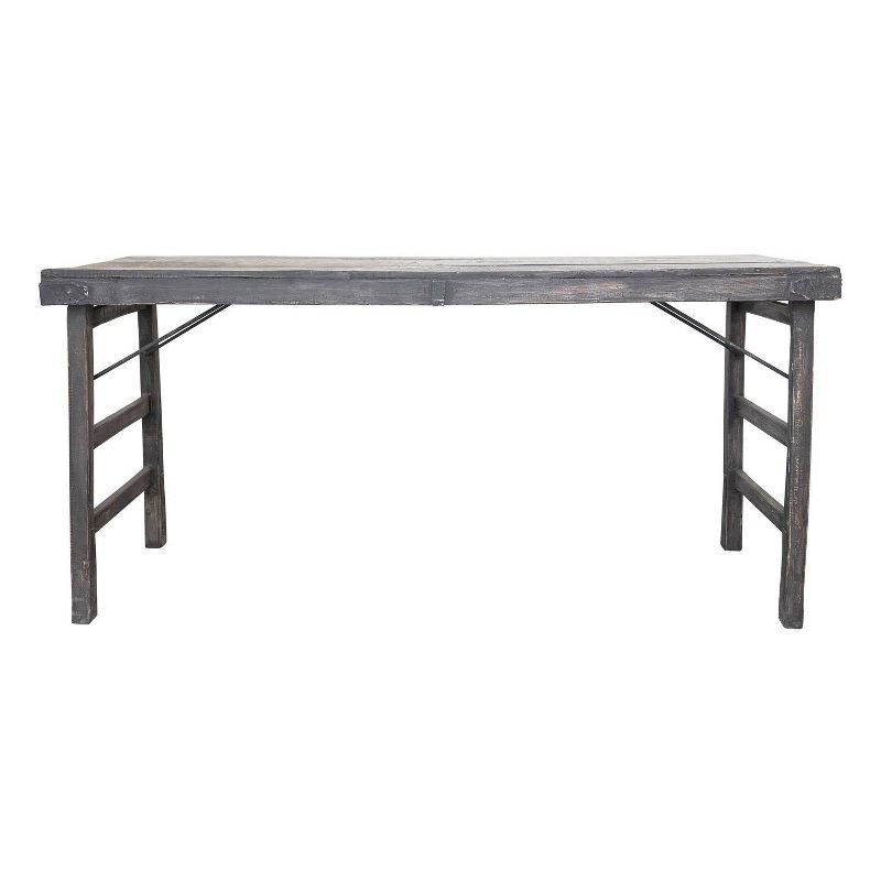 Reclaimed Wood Distressed Blackwashed Folding Console Table