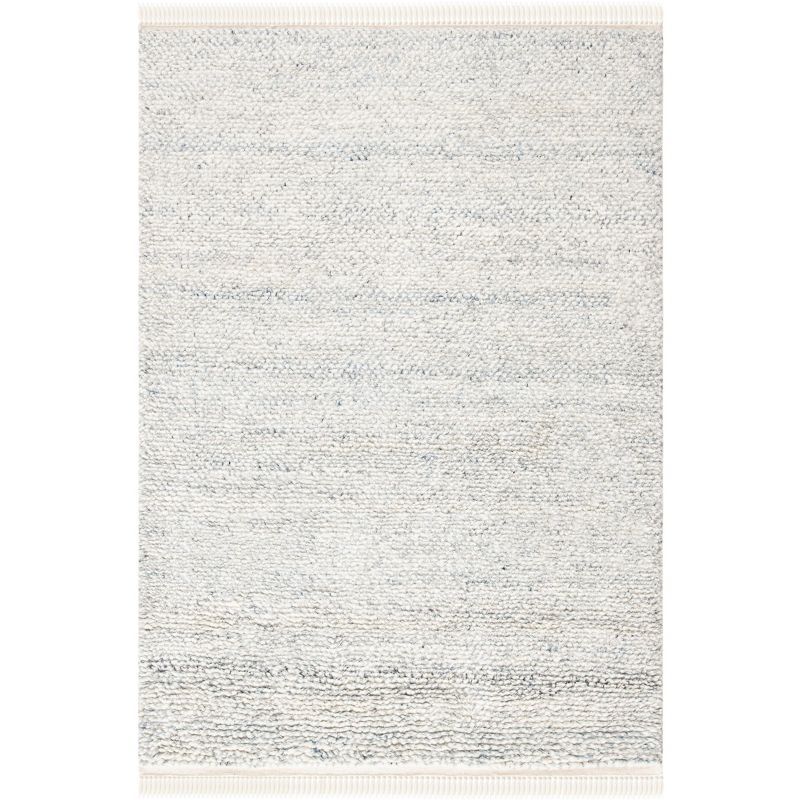 Gray Hand-Knotted Wool 9' x 12' Rectangular Accent Rug