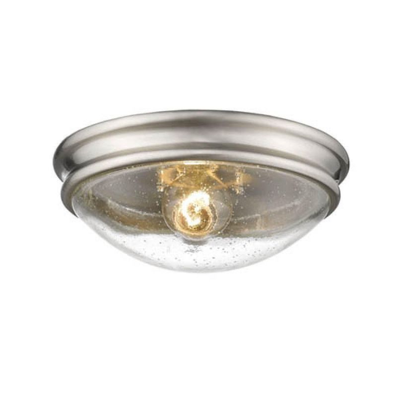Brushed Nickel 10" Glass Bowl Flush Mount Light
