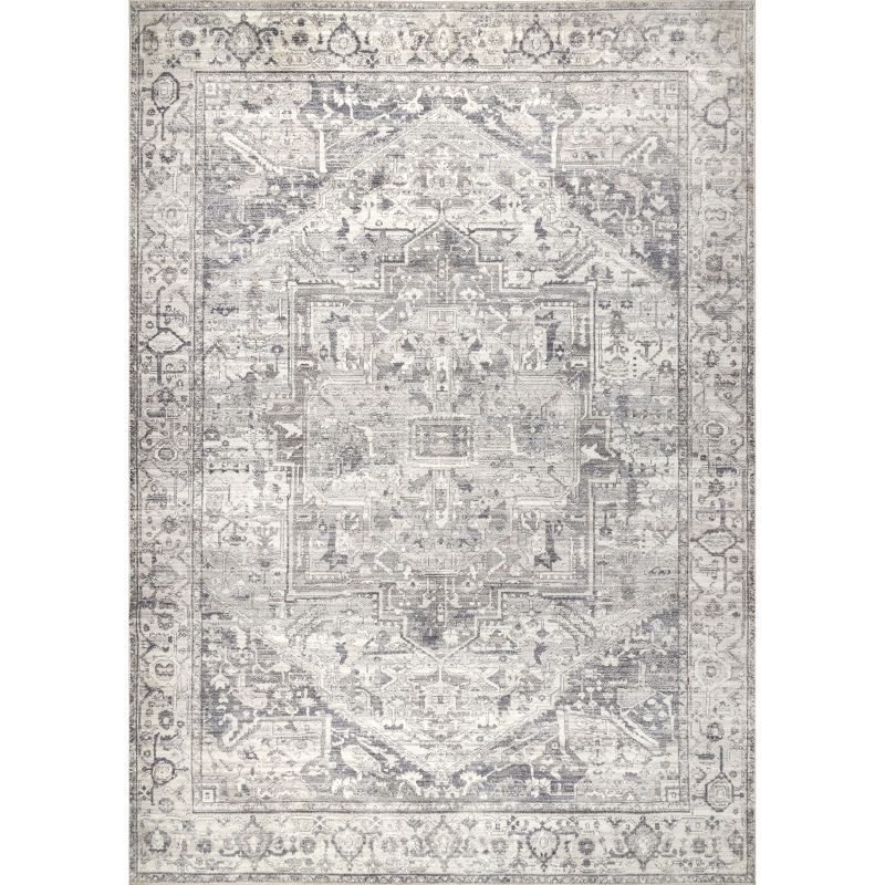 Elysian Gray Medallion 8' x 10' Easy-Care Synthetic Area Rug