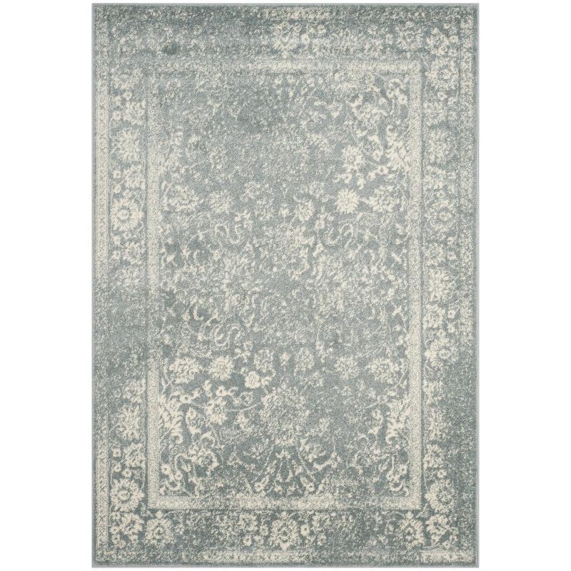 Slate & Ivory Synthetic 6' x 9' Hand-Knotted Area Rug