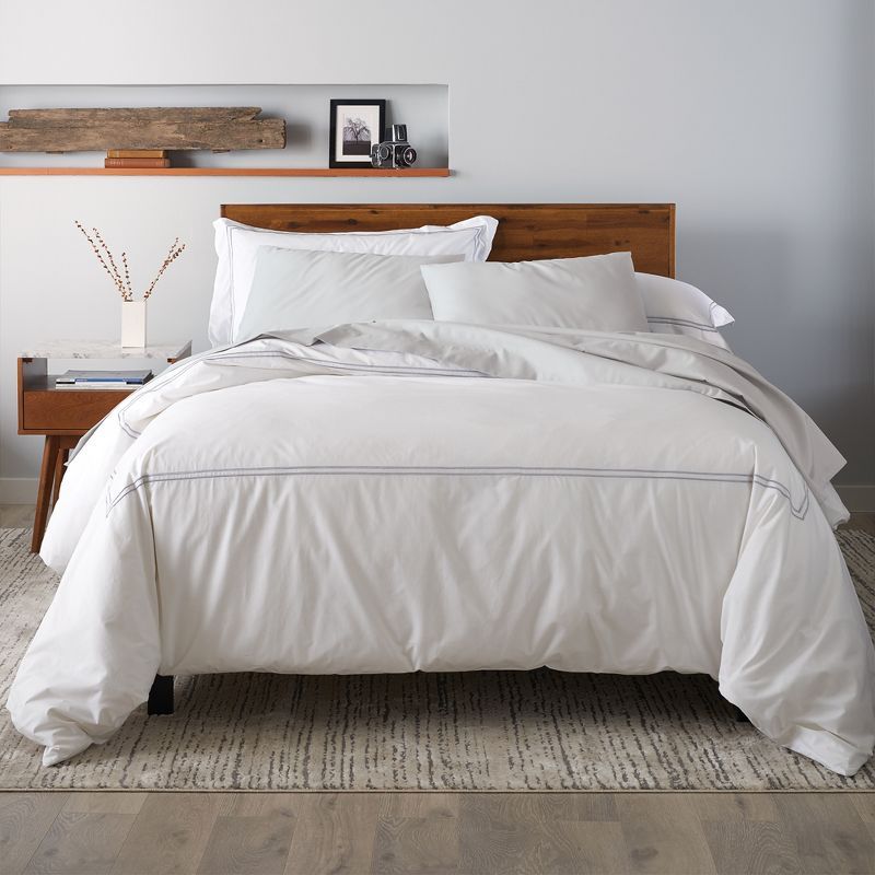 Ella Jayne Silver Cotton Percale Queen Duvet Set
