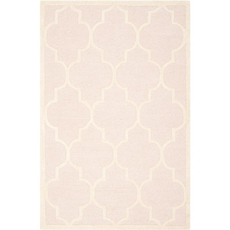 Light Pink and Ivory Hand-Tufted Wool 4' x 6' Area Rug