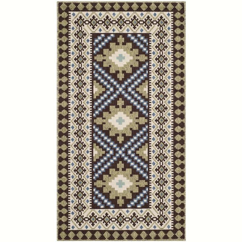 Reversible Chocolate and Green Synthetic 5' x 7' Outdoor Rug