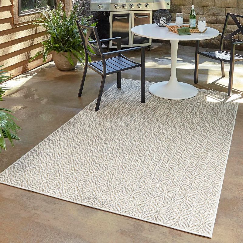 Taupe Trellis Easy-Care Outdoor Rectangular Rug