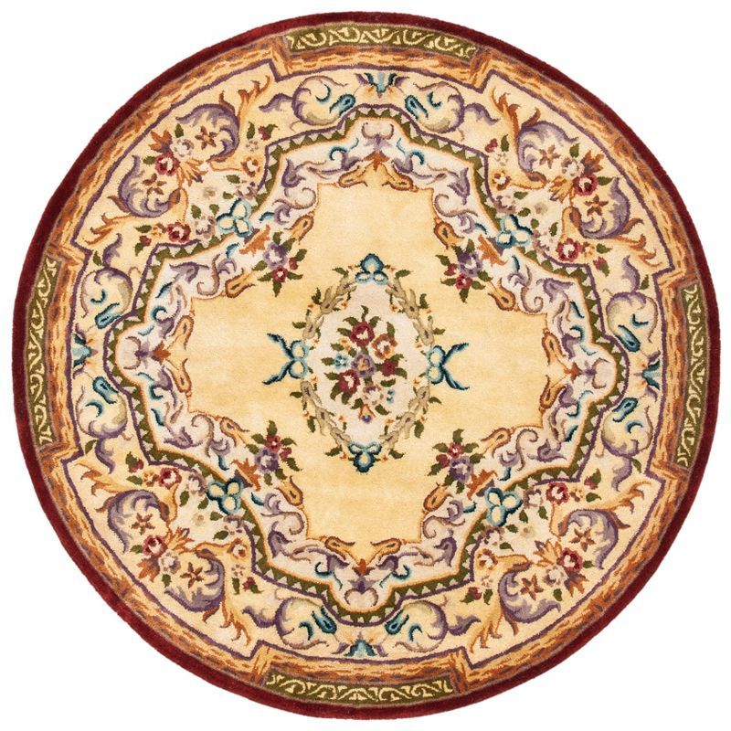 Empire Red and Gold Floral Hand-Tufted Wool Round Rug