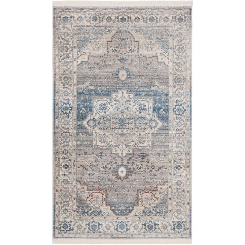 Rectangular Blue Synthetic Easy Care 8' x 10' Area Rug