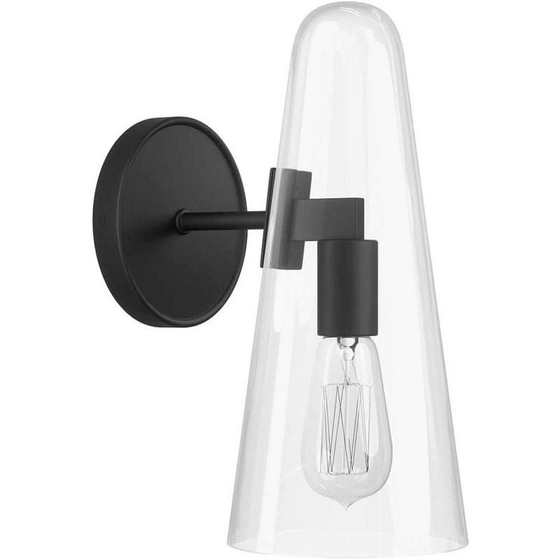 Beacon Clear Glass and Black Modern Wall Sconce
