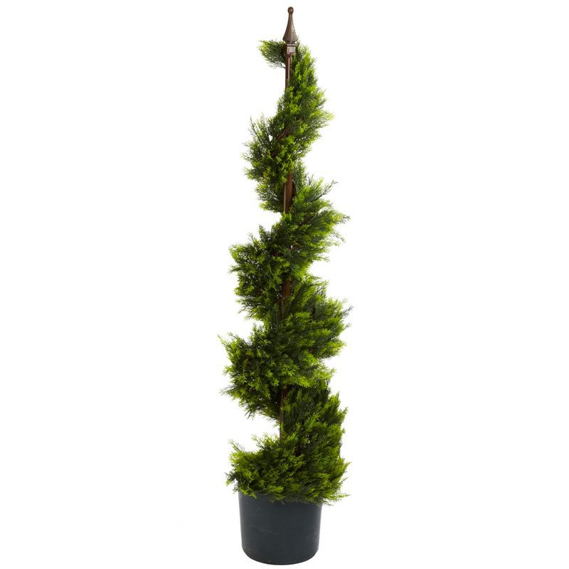 Nearly Natural 4' Green Cypress Spiral Silk Tree