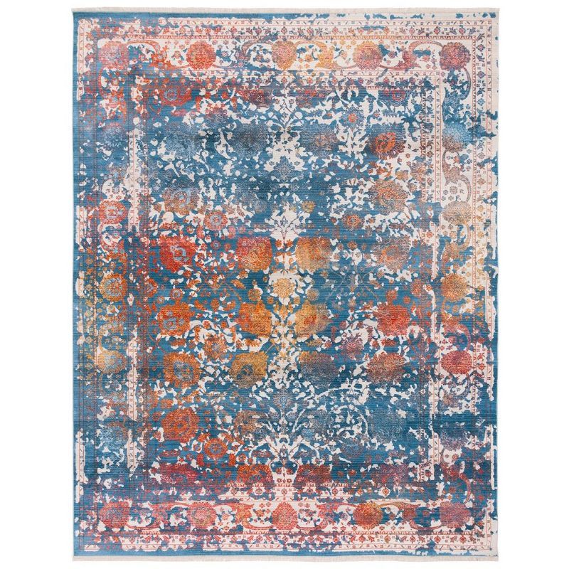 Turquoise Multi Synthetic Hand-knotted Vintage Persian Area Rug