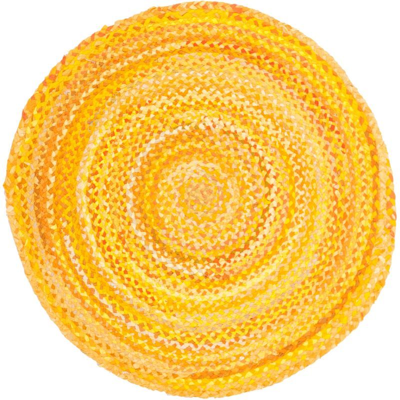 Handmade Gold Braided Cotton Round Area Rug