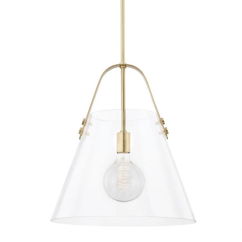 Aged Brass and Clear Glass 1-Light Pendant