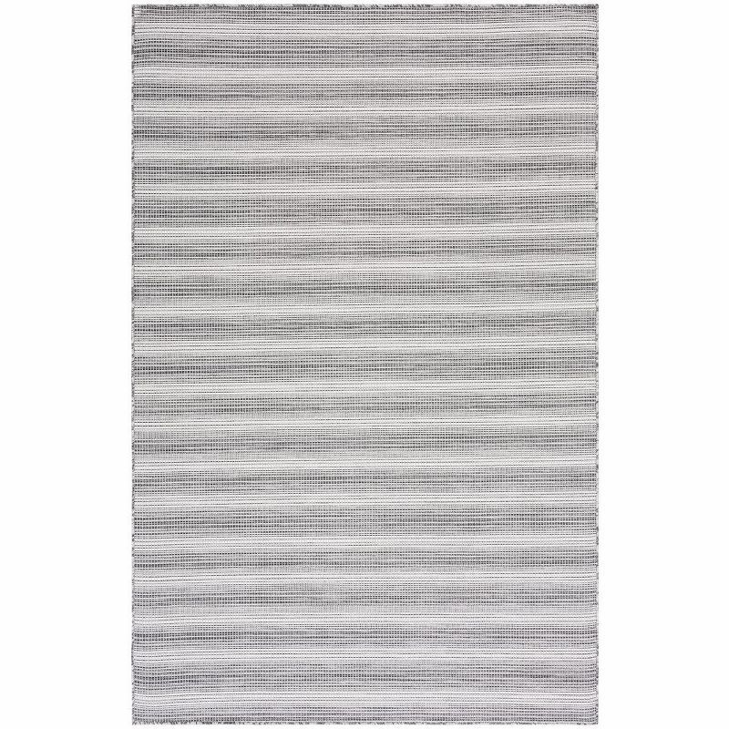 Elegant Hampton 4' x 6' Black/Ivory Synthetic Indoor/Outdoor Area Rug