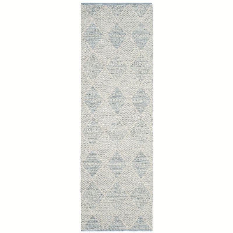 Coastal Charm Light Blue Cotton Flat Woven Runner Rug 2'3" x 7'