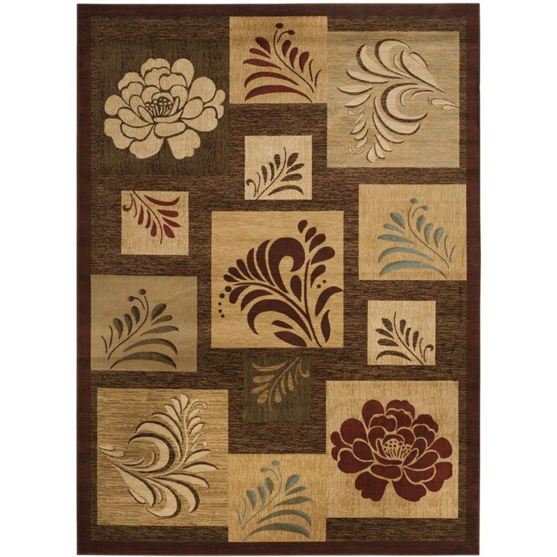 Elegant Traditional 79" Brown Synthetic Rectangular Rug