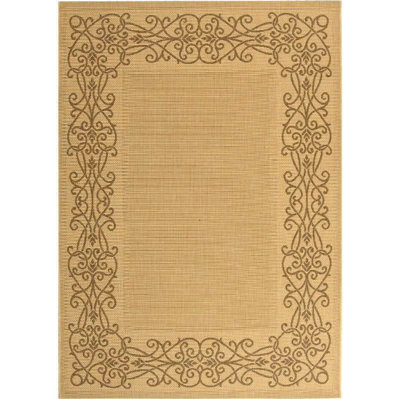 Natural Brown Rectangular Synthetic Indoor/Outdoor Rug