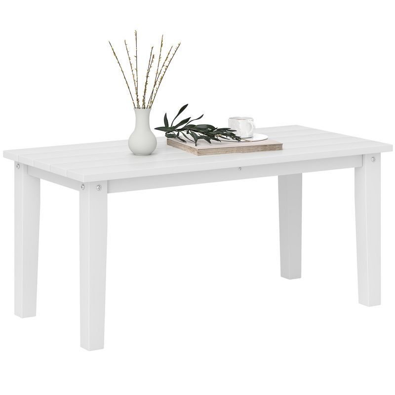 White HDPE All-Weather Outdoor Rectangle Coffee Table