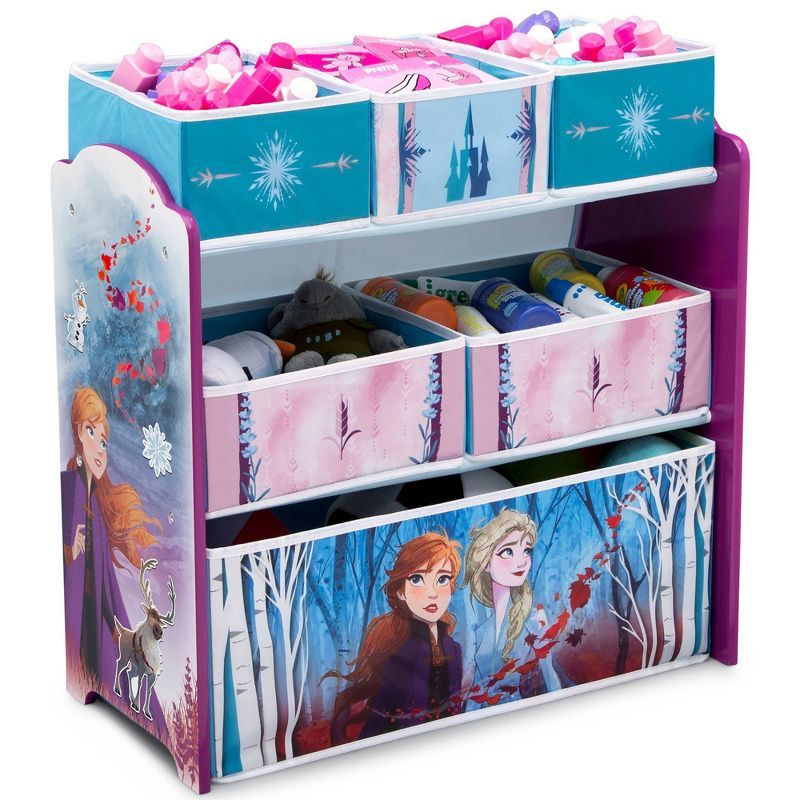 Disney Frozen II 6-Bin Kids' Toy Organizer with Wood Frame