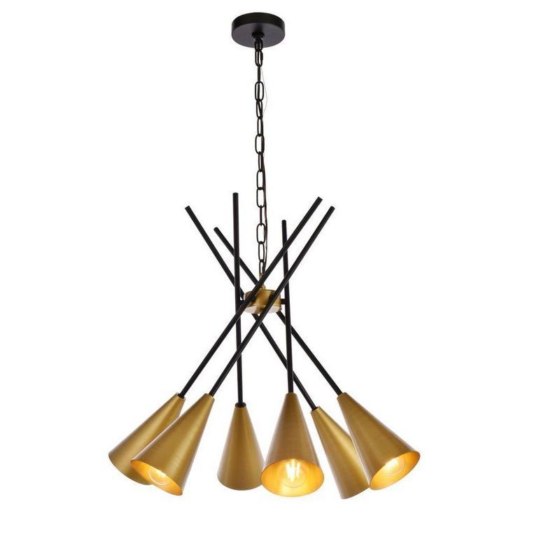 Casen 32" Black and Brass Iron Pendant Light