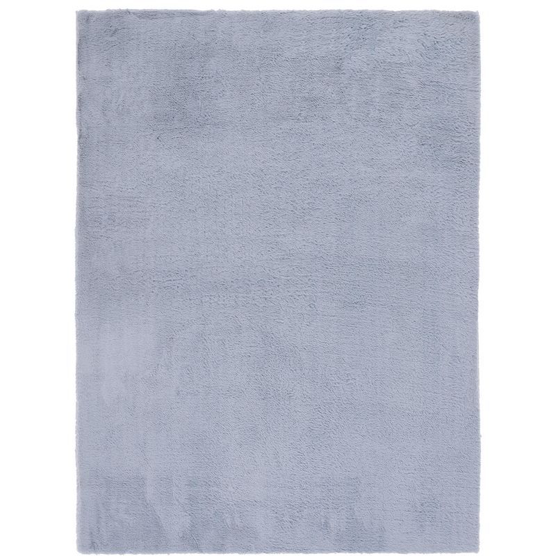 Light Grey Faux Rabbit Fur 6' x 9' Washable Area Rug