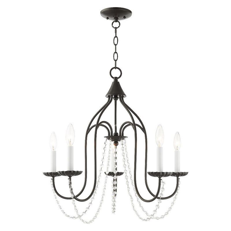 Alessia English Bronze 5-Light Chandelier with Clear Crystal Trim