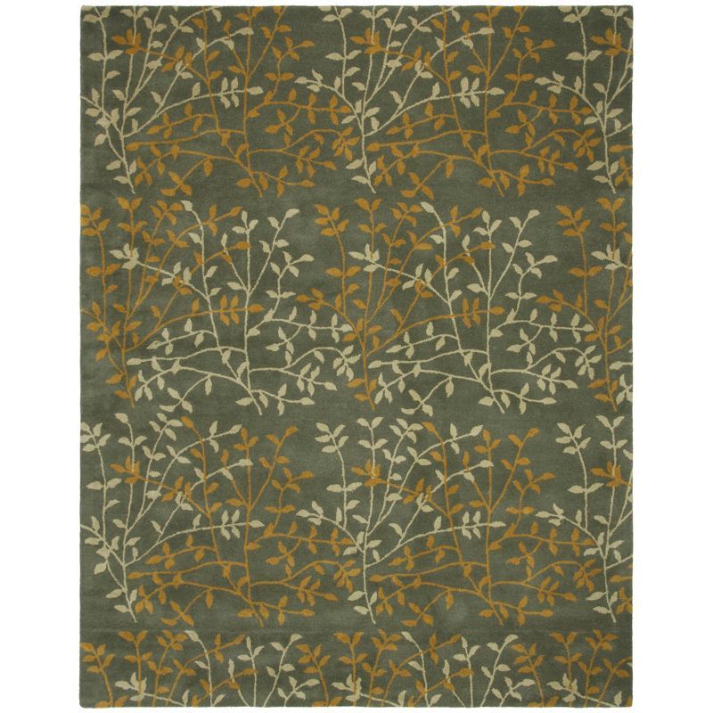 Gray and Gold Tufted Wool and Viscose Area Rug