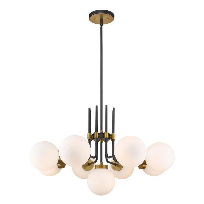 Parsons 32" Matte Black and Brass 9-Light Chandelier