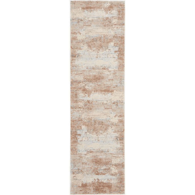 Handmade Ivory Cotton Abstract Runner Rug 26" x 7'