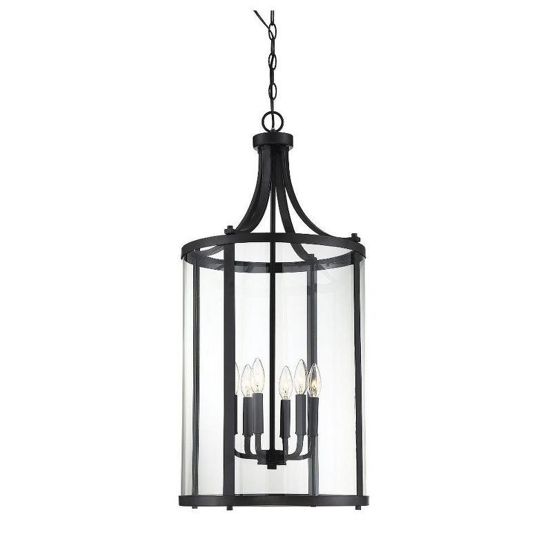 Penrose Black Glass 6-Light Transitional Chandelier