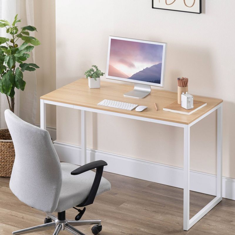 Jennifer 60'' Natural Wood and White Metal Desk