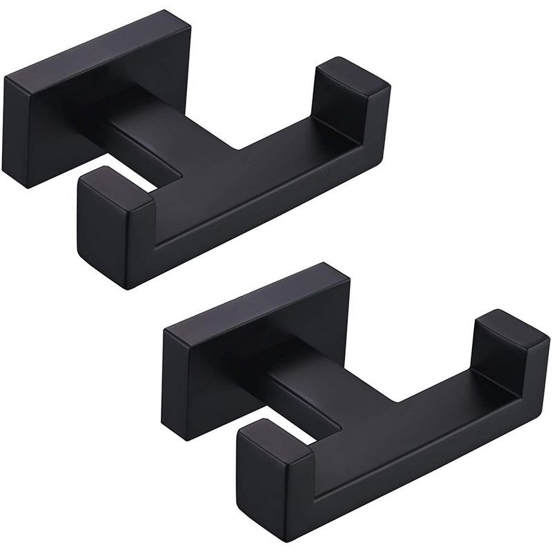 Matte Black Square Double Robe and Towel Hook Set