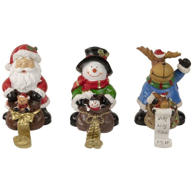 Festive Santa, Snowman, and Reindeer Christmas Stocking Holders Set