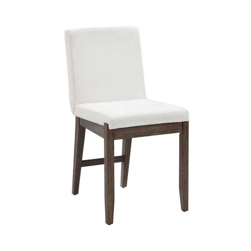 Gracie High Back Cream Boucle Upholstered Side Chair with Dark Brown Wood Frame