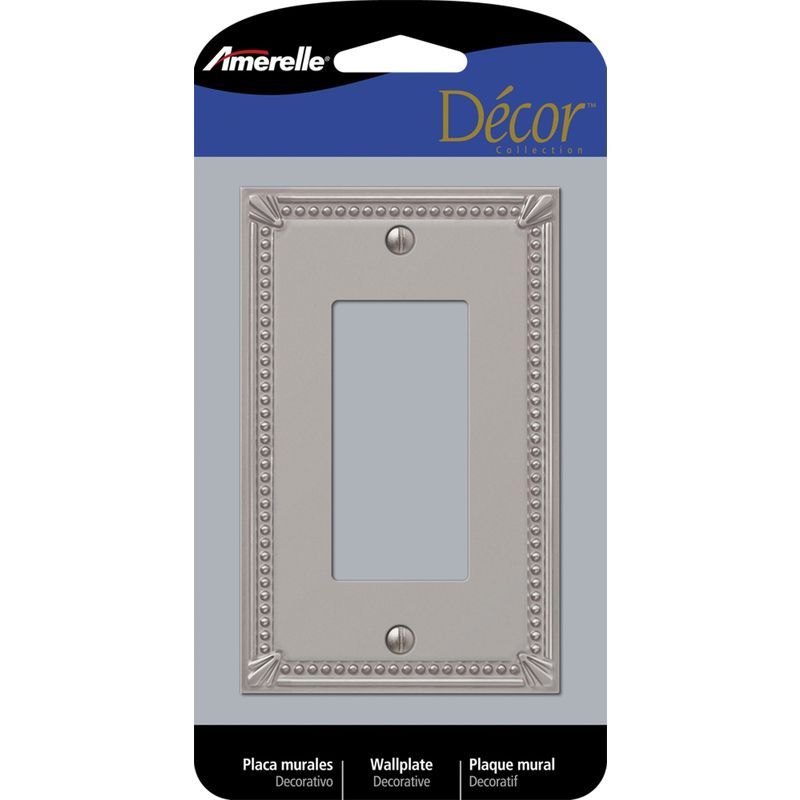 Imperial Bead Brushed Nickel 1-Gang Metal Decorator Wall Plate