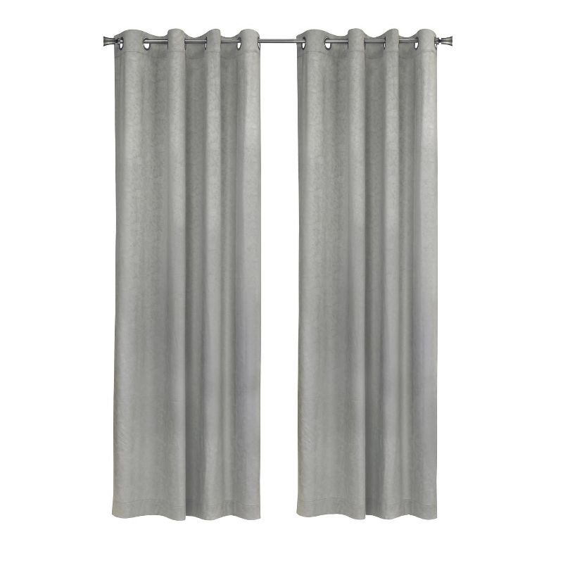 Bristol Gray Velvet Room-Darkening Grommet Curtain Panel 52" x 84"