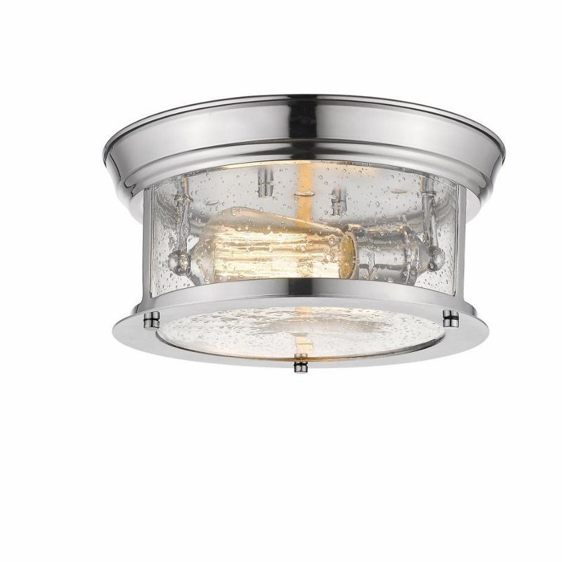 Sleek Chrome and Glass 11" Drum Flush Mount Ceiling Light