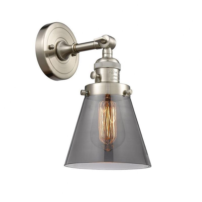 Small Nickel Dimmable Sconce with Metal Shade