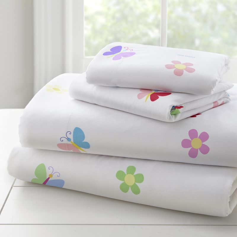 Full Blue Butterfly Microfiber Kids Sheet Set