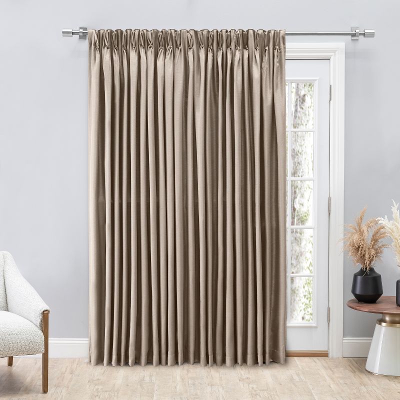 Parchment Polyester Room-Darkening Pleated Patio Panel