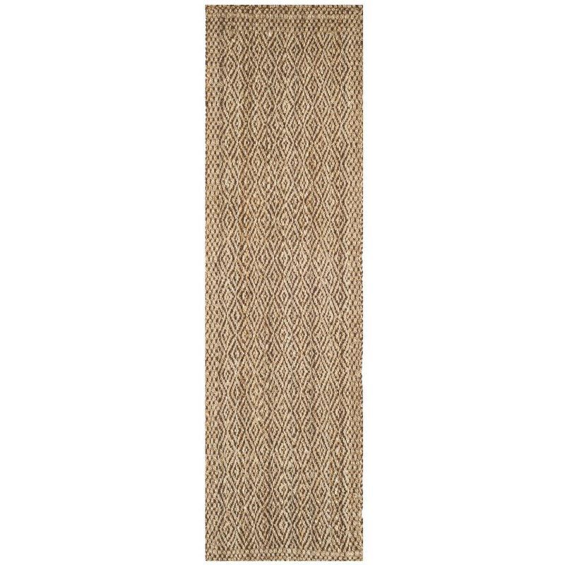 Natural Brown Handwoven Jute Diamond Runner Rug