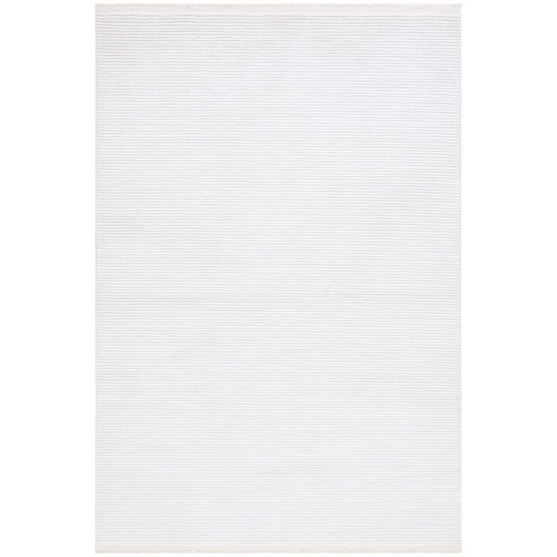 Ivory Hand-Knotted Synthetic Area Rug, 5'3" x 7'6"