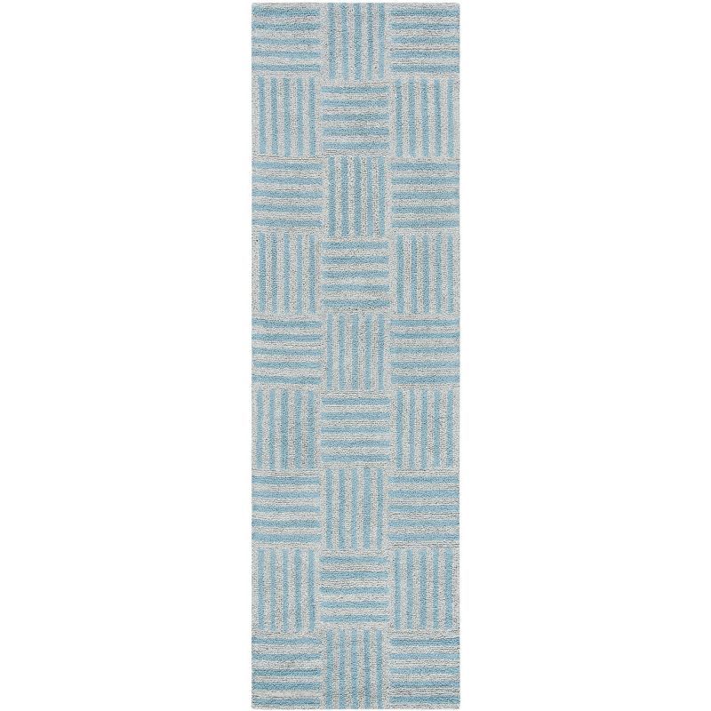 Hand-Tufted Abstract Blue Wool & Viscose 27" Area Rug