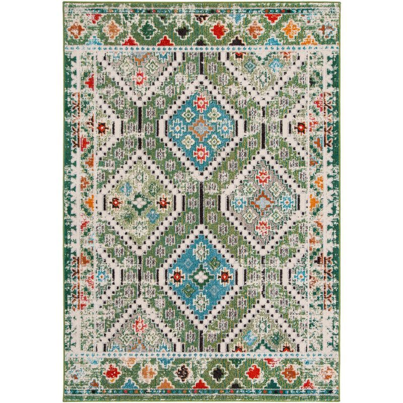 Madison Green and Blue Hand-knotted Round Area Rug