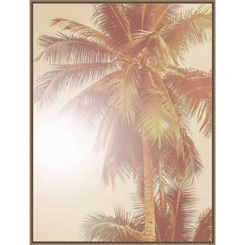 Sunkissed Palm Tree 32"x42" Bronze Framed Canvas Wall Art