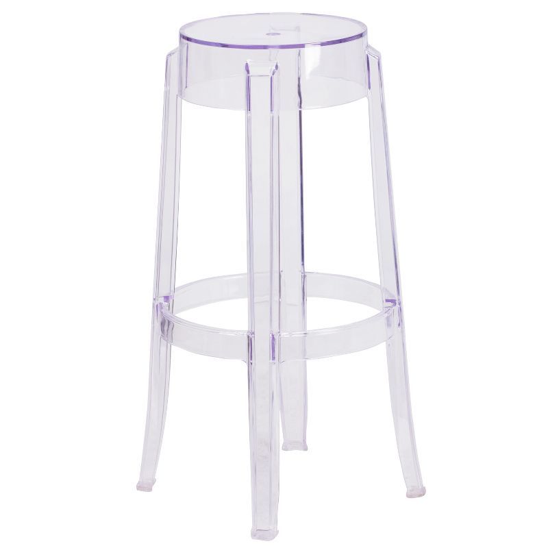 29.75'' Crystal Clear Modern Stackable Plastic Barstool