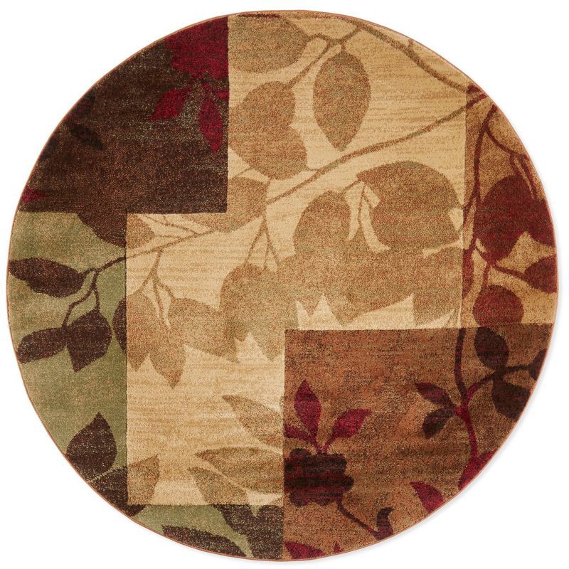 Tribeca Amelia Red and Beige Floral Round Area Rug