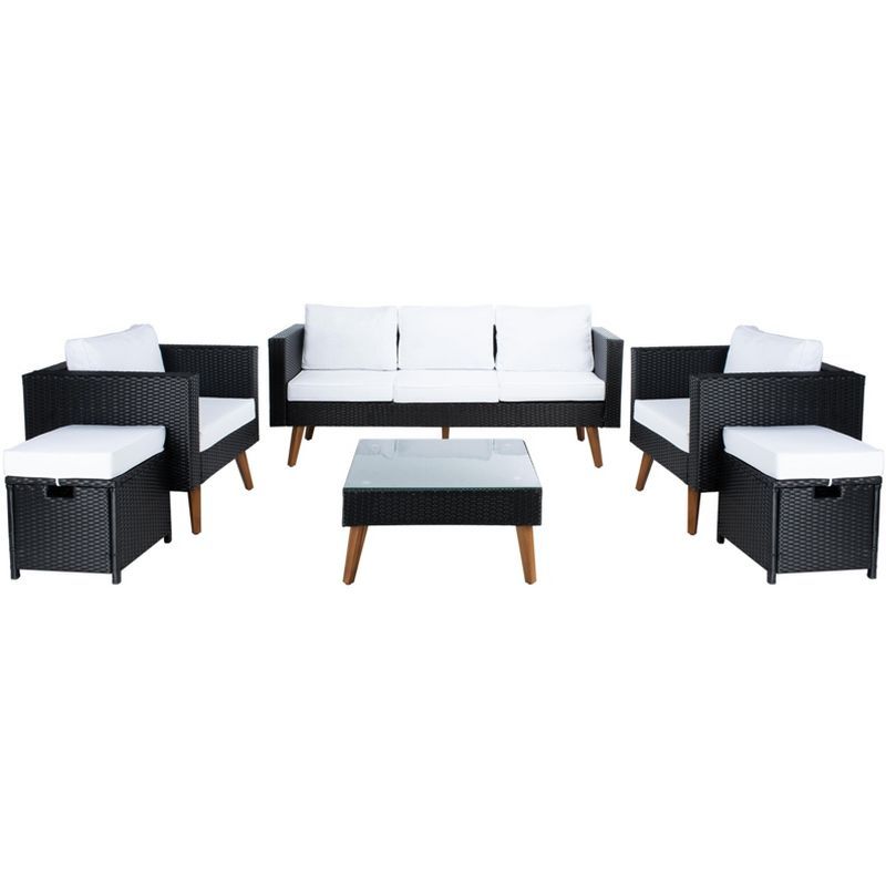 Presla Black and White Wicker 6-Piece Patio Conversation Set