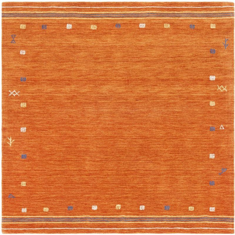 Casual Elegance Hand-Knotted Rust Wool 6' Square Area Rug