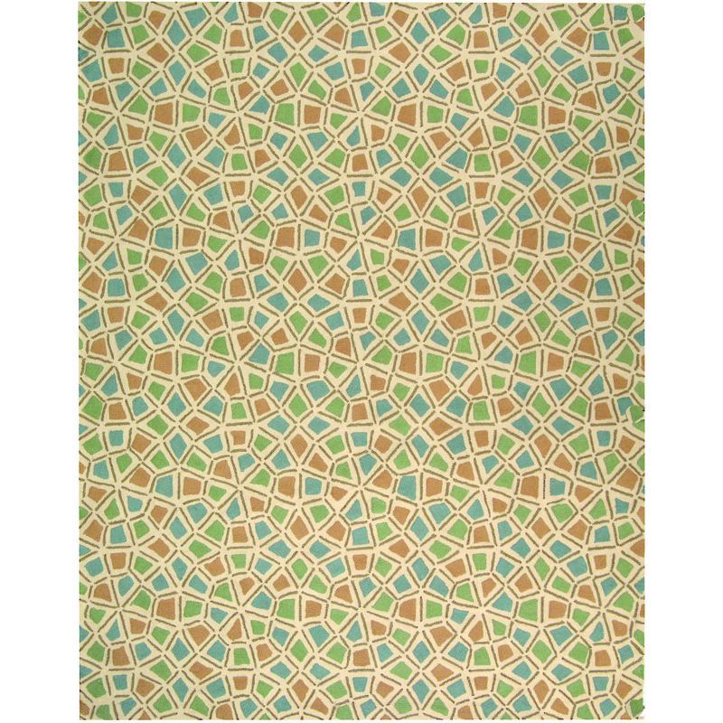 Newport Blue and Green Hand-Hooked Cotton Area Rug