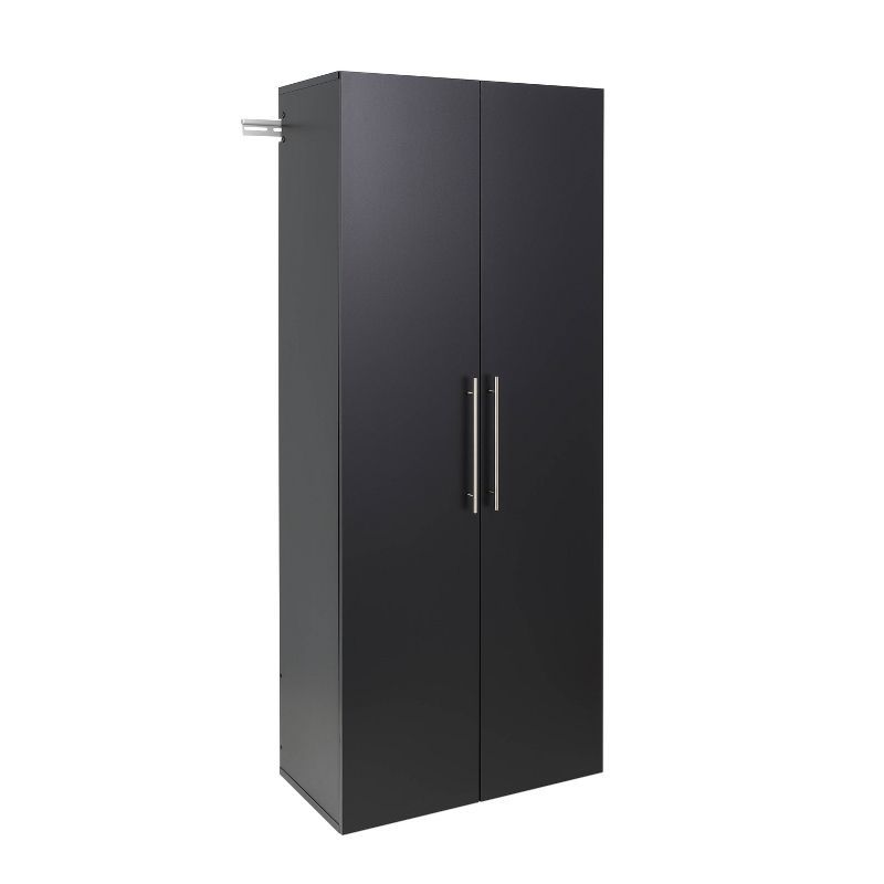 Black Wall Mounted Shoe Storage Cabinet with Metal Handles